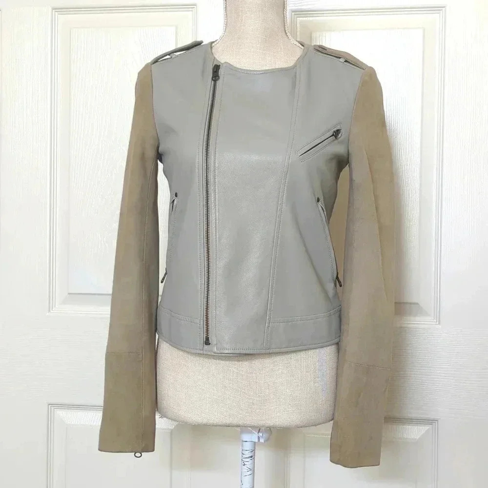 Rebecca Minkoff Gray Leather/Suede Jacket
